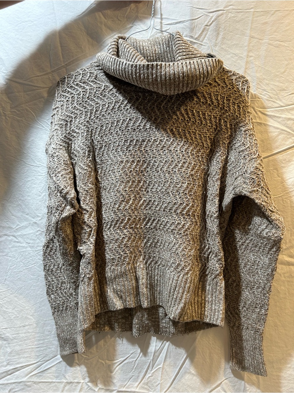 Banana Republic Oatmeal Chunky Knit Cowl Neck Sweater L Fits M
